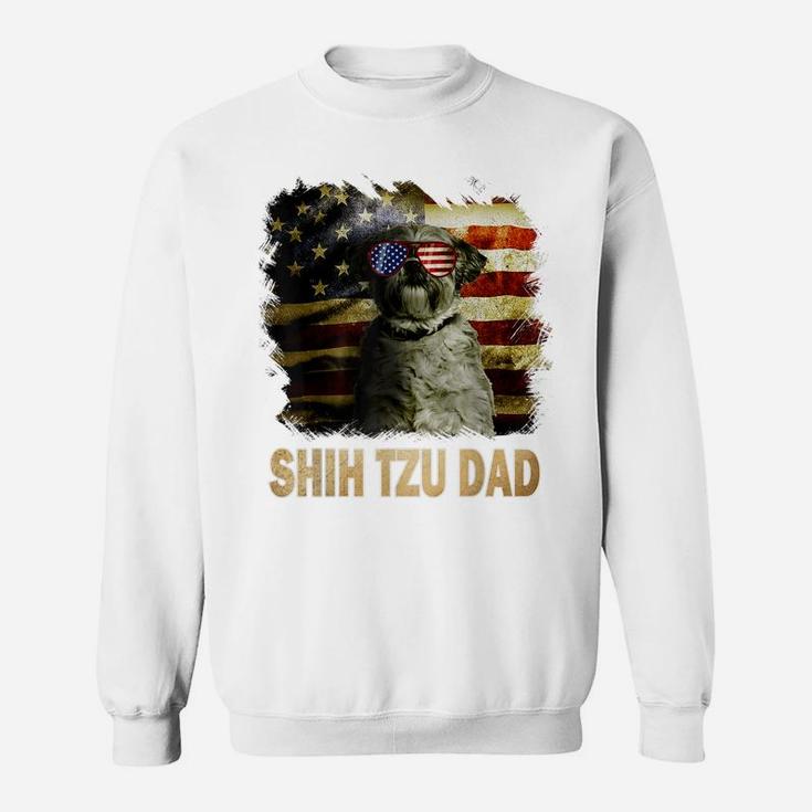 Best Shih Tzu Dad Ever American Flag 4Th Of July Dog Lover Sweatshirt