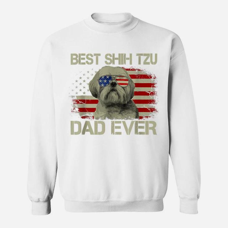 Best Shih Tzu Dad Ever Tshirt Dog Lover American Flag Gift Sweatshirt