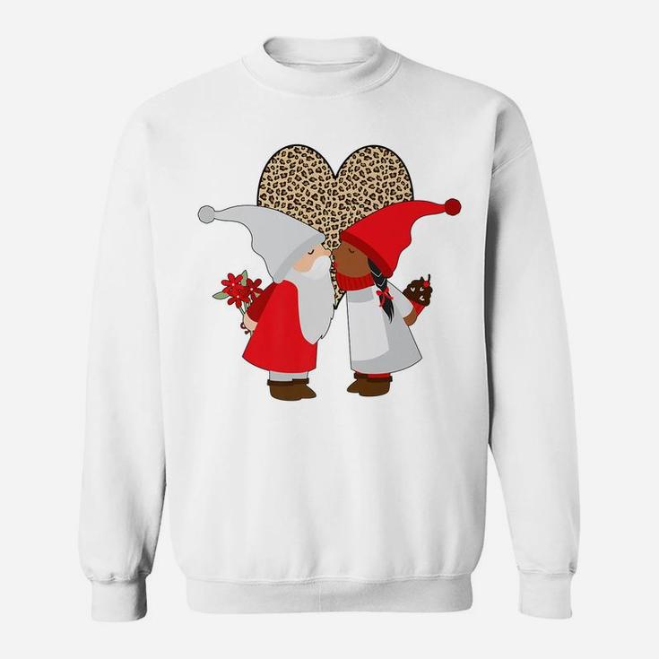 Biracial Couples Gift Valentines Ethnic Gnome Mixed Leopard Sweatshirt
