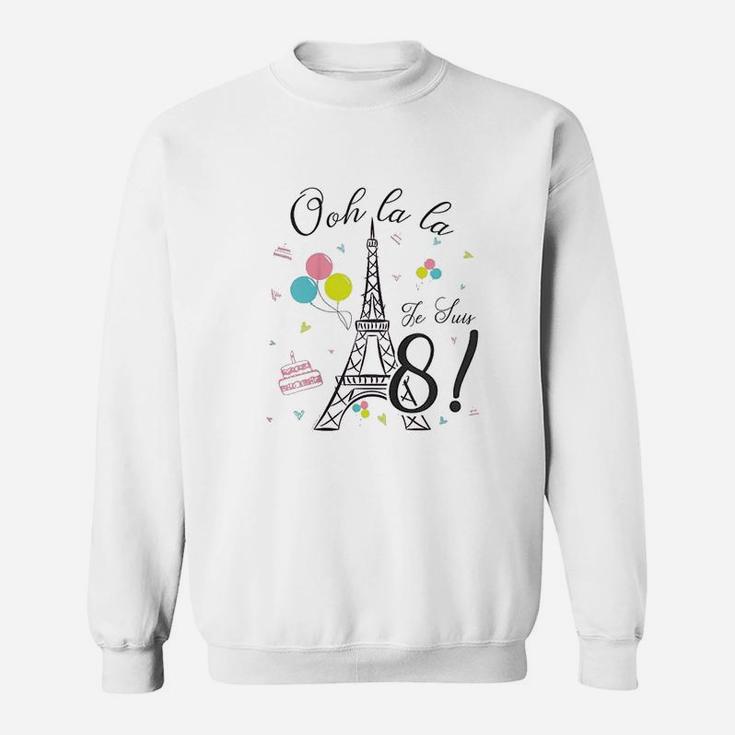 Birthday Party Eiffel Tower Oh La La I Am 8 Girl Sweatshirt