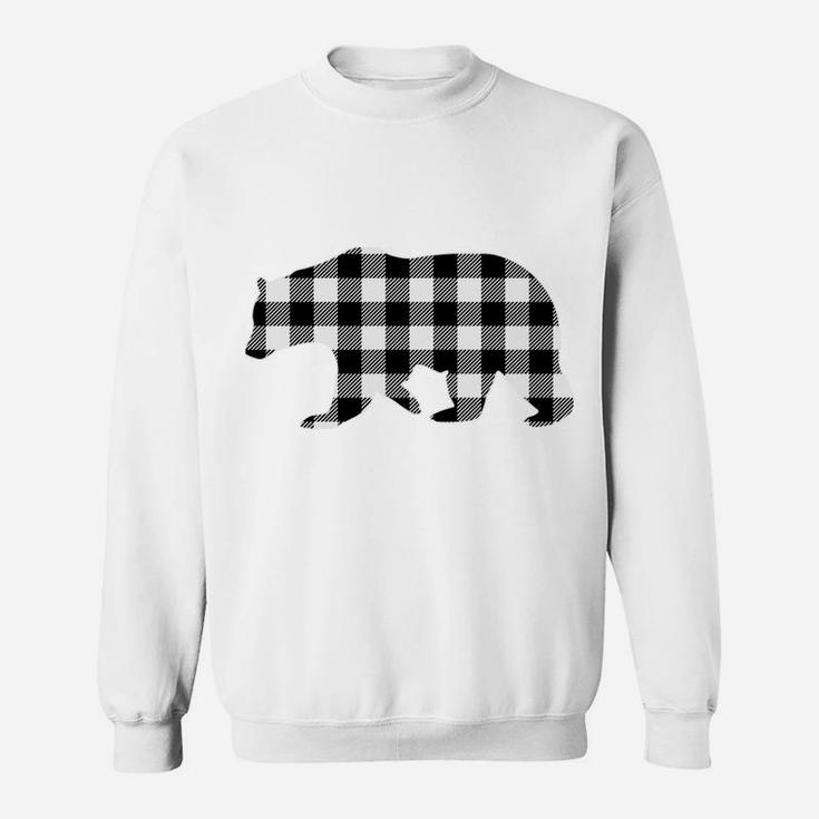 Black And White Buffalo Plaid Bear Christmas Pajama Sweatshirt