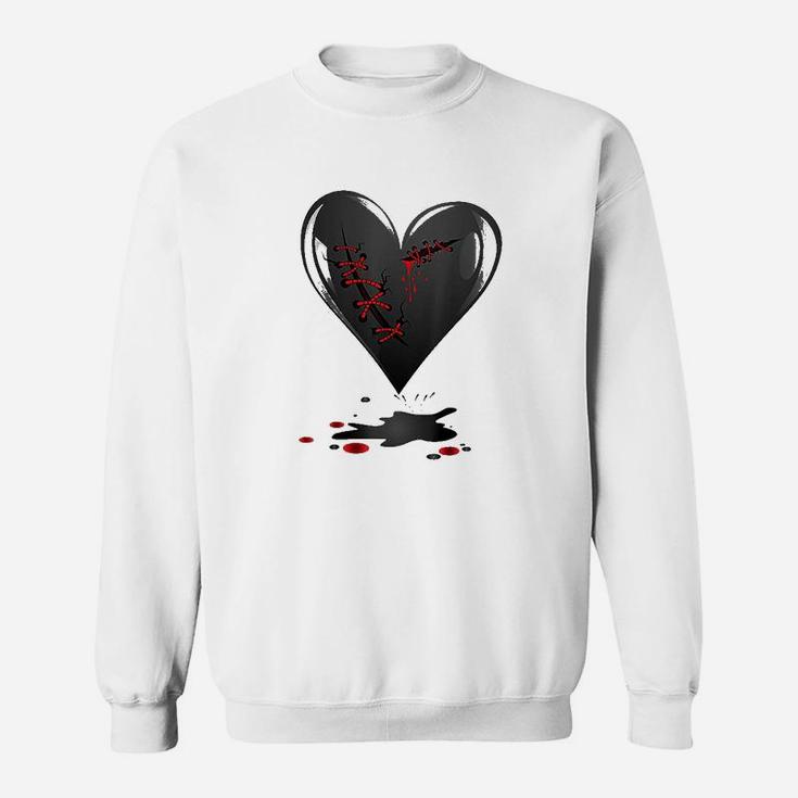 Black Bleeding Cut Open Broken Healing Heart Goth Valentine Sweatshirt