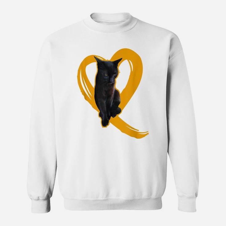 Black Cat Love Black Cat Lover Gift Women Girls Heart Decor Sweatshirt