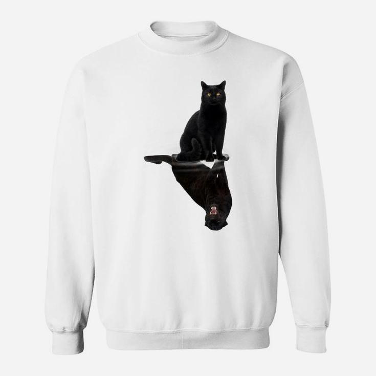 Black Cats Reflection Gift Cat Lovers Cute Black Tiger Sweatshirt