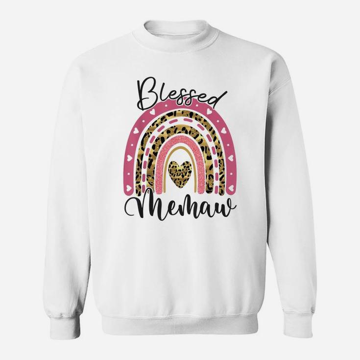 Blessed Memaw Funny Leopard Boho Rainbow Memaw Life Sweatshirt