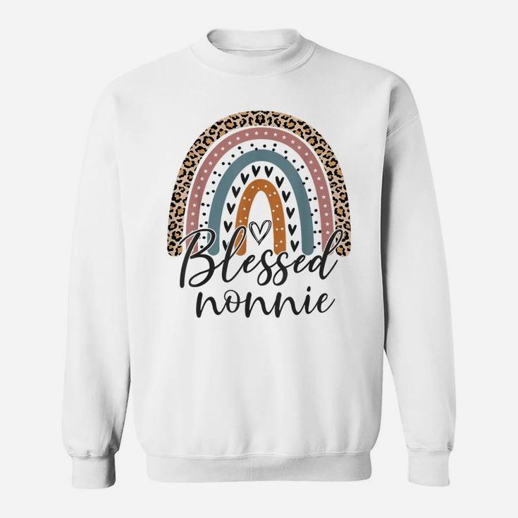 Blessed Nonnie Funny Leopard Boho Cute Rainbow Sweatshirt