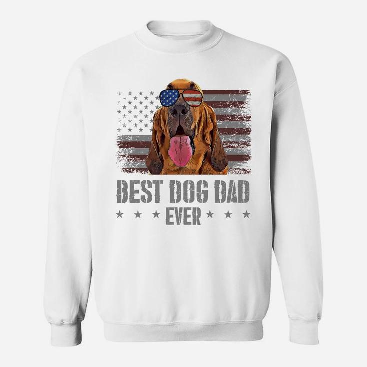 Bloodhound Best Dog Dad Ever Retro Usa American Flag Sweatshirt