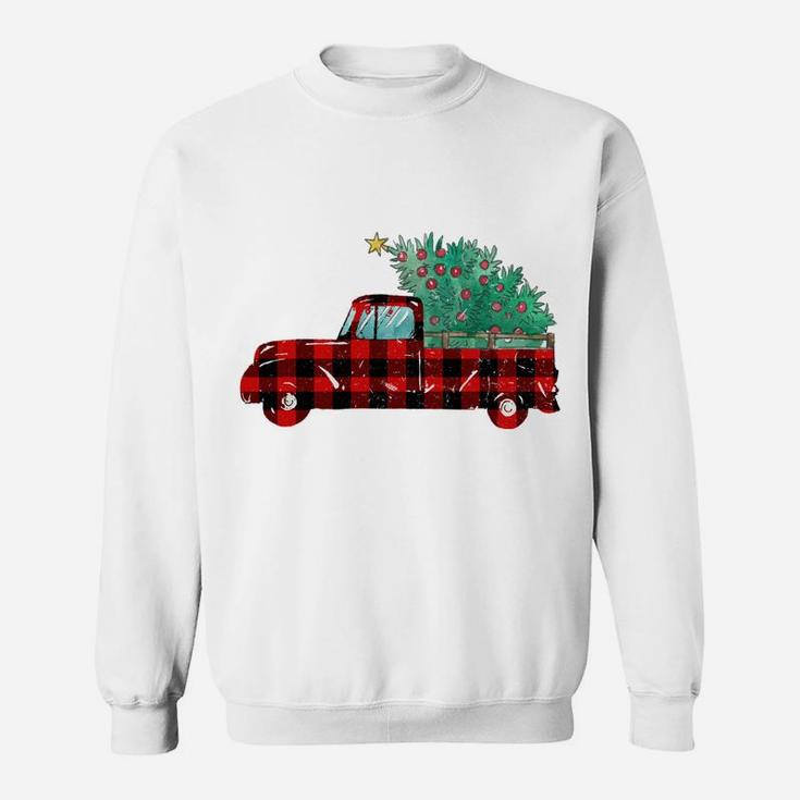 Buffalo Plaid Christmas Tree Red Truck Sweatshirt