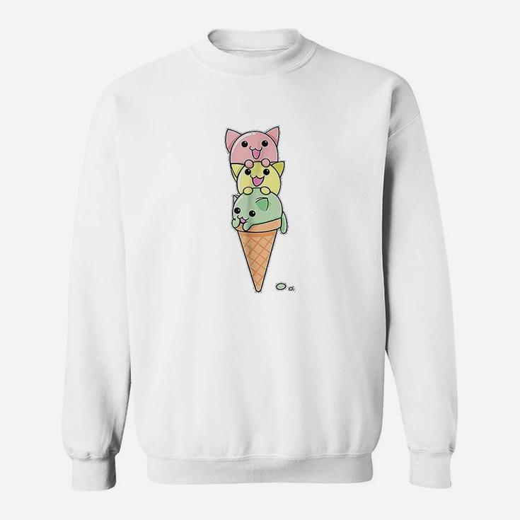 Cat Ice Cream Cone Funny Kawaii Kitten Sweatshirt