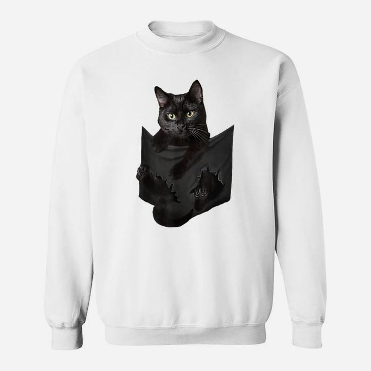 Cat Lovers Gifts Black Cat In Pocket Funny Kitten Face Sweatshirt