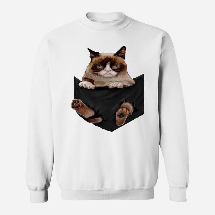 Cat Lovers Gifts Grumpy In Pocket Funny Kitten Face Sweatshirt Sweatshirt