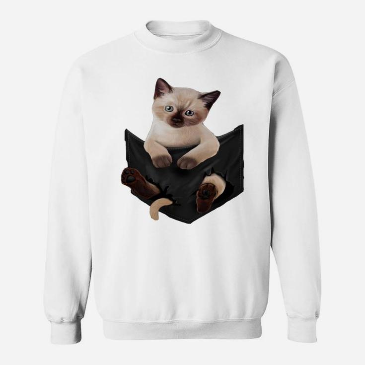 Cat Lovers Gifts Siamese In Pocket Funny Kitten Face Sweatshirt