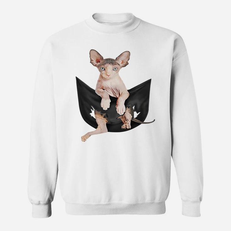Cat Lovers Gifts Sphynx In Pocket Funny Kitten Face Sweatshirt Sweatshirt