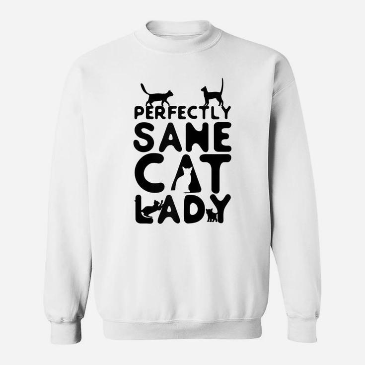 Cat Lovers Perfectly Sane Cat Lady Funny Feline Raglan Baseball Tee Sweatshirt