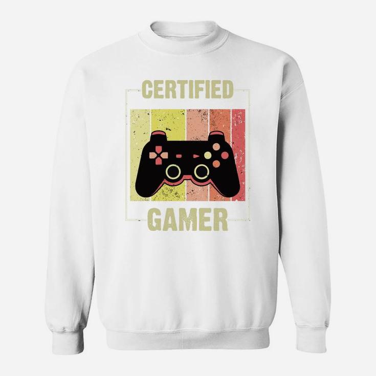 Certified Gamer Retro Funny Video Games Gaming Boys Girls Sweatshirt