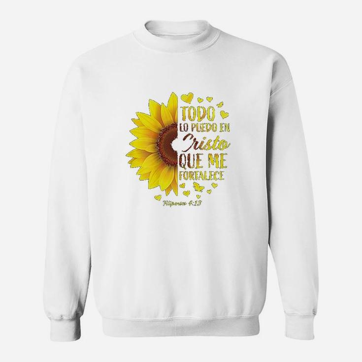 Christian Spanish Gift Women Religious Verse Sunflower Sweatshirt