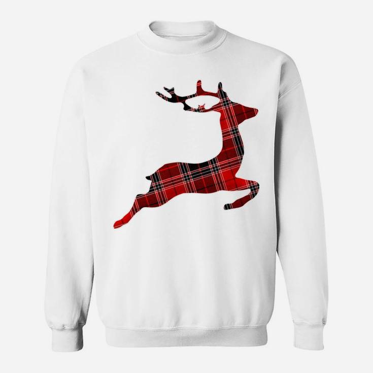 Christmas Red & Black Buffalo Plaid Reindeer Deer Sweatshirt Sweatshirt