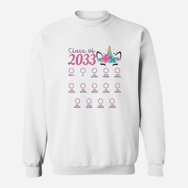 Class Of 2033 Grow With Me First Day Of School Unicorn Sweatshirt