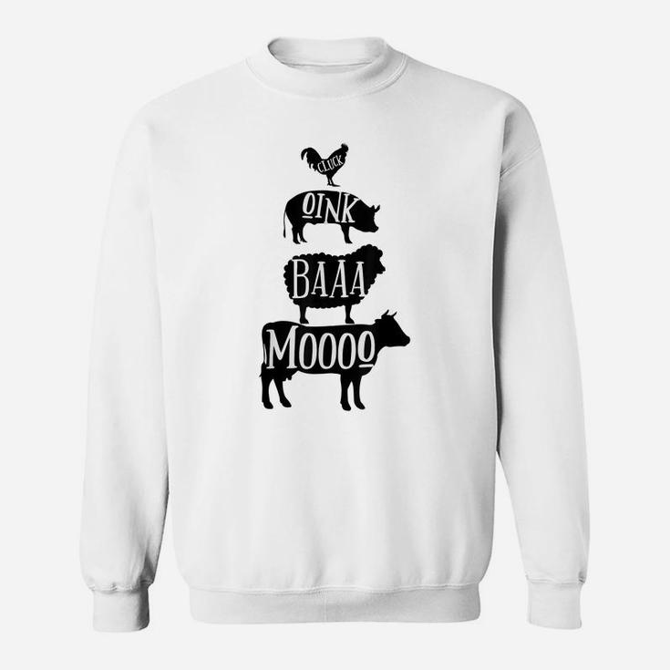 Cow Pig Sheep Chicken | Stack Farm Animal Sounds Silhouettes Sweatshirt