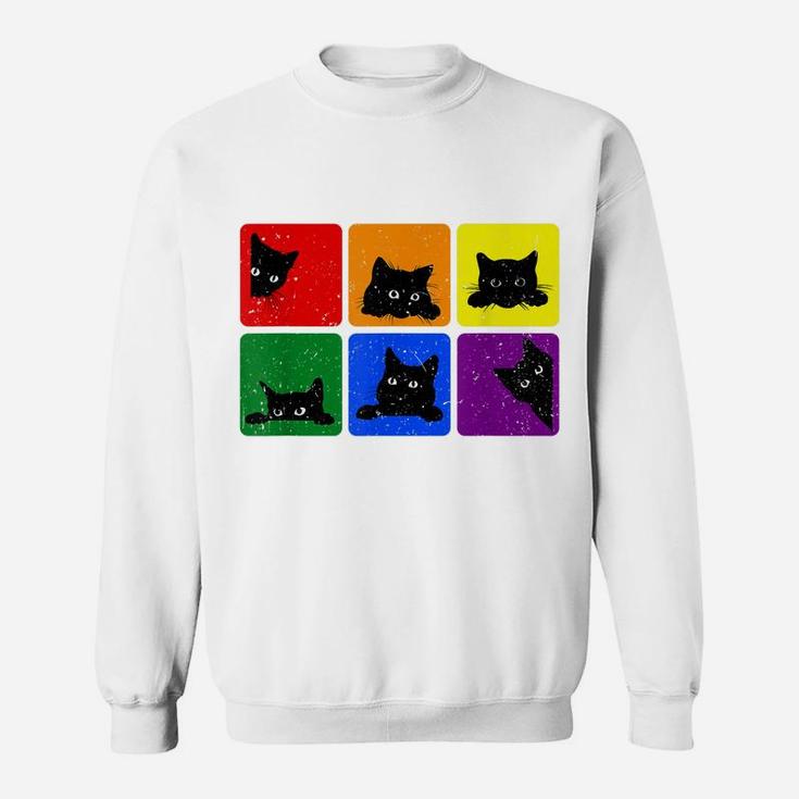 Cute Black Cat Lgbt Rainbow Gay Pride Cat Lovers Sweatshirt