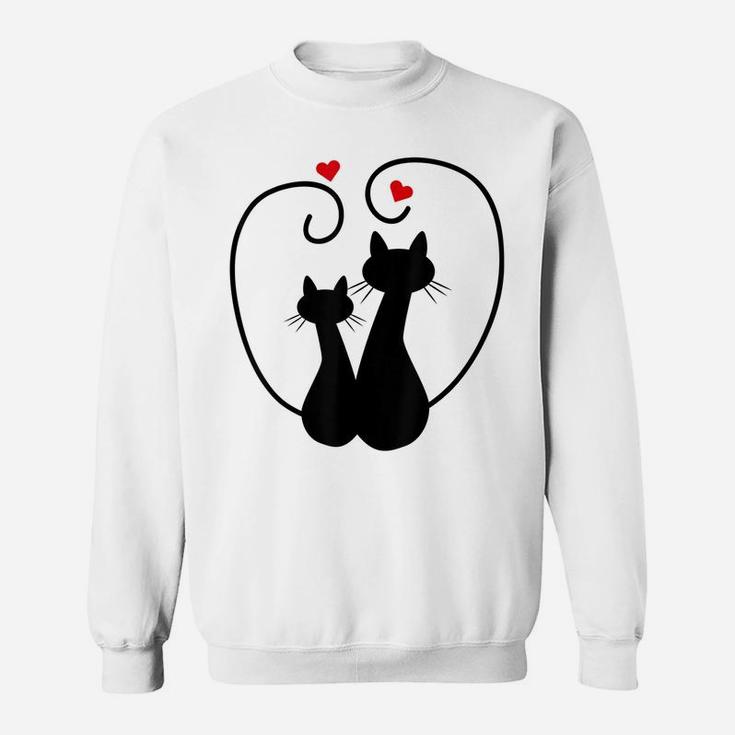 Cute Cats In Love With Red Hearts For Cat Lovers Gift Sweatshirt