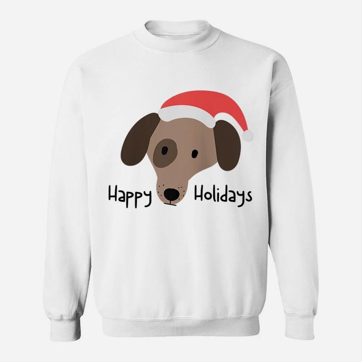 Cute Hand-Drawn Dog Christmas Puppy With Funny Santa Hat Raglan Baseball Tee Sweatshirt