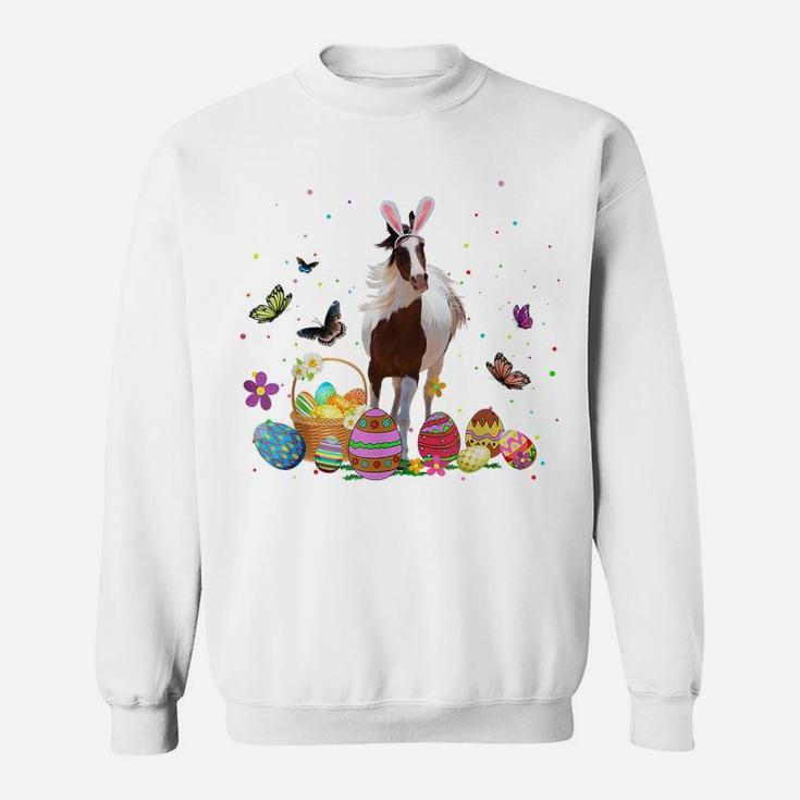 Cute Horse Bunny Egg Hunting Colorful Egg Happy Easter Day Sweatshirt