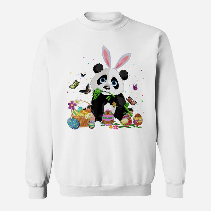 Cute Panda Bunny Egg Hunting Colorful Egg Happy Easter Day Sweatshirt