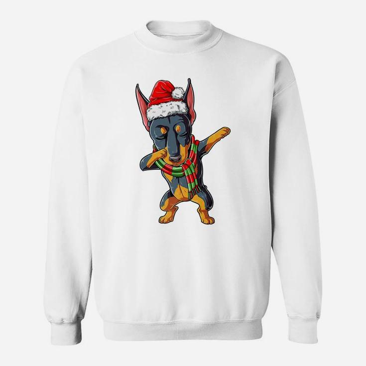 Dabbing Doberman Santa Christmas Gifts Kids Boys Girls Xmas Sweatshirt