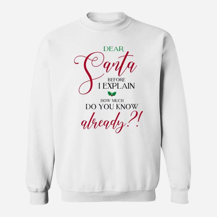 Dear Santa Before I Explain - Christmas Sweatshirt