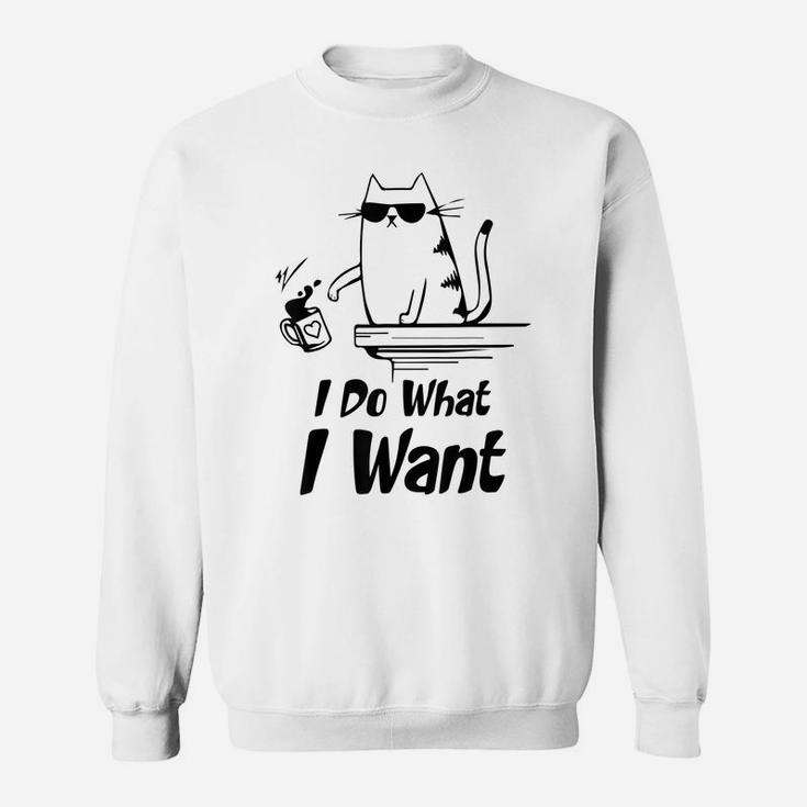 Do What I Want Black Cat Red Cup Funny Graphic Sweatshirt