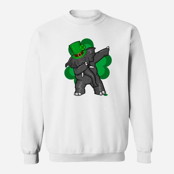 Elephant Dabbing St Patricks Day Irish Shamrock Kids Sweatshirt