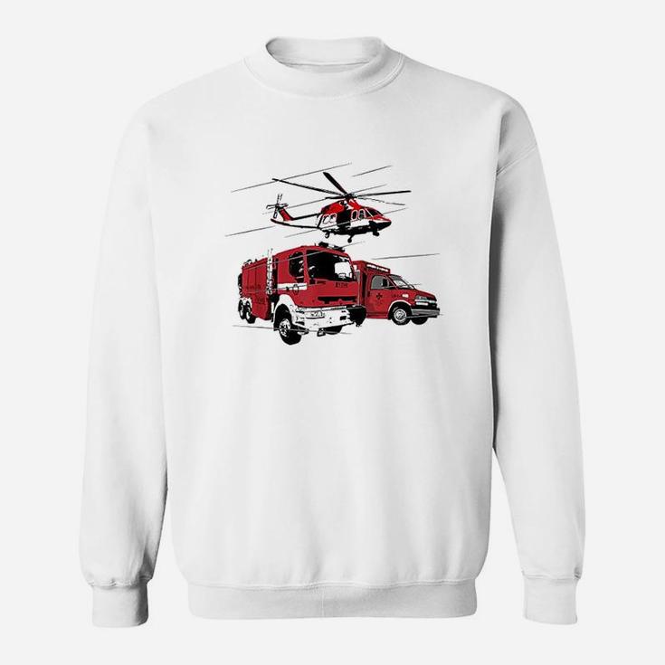 Ems Fire Truck Ambulance Rescue Helicopter Sweatshirt