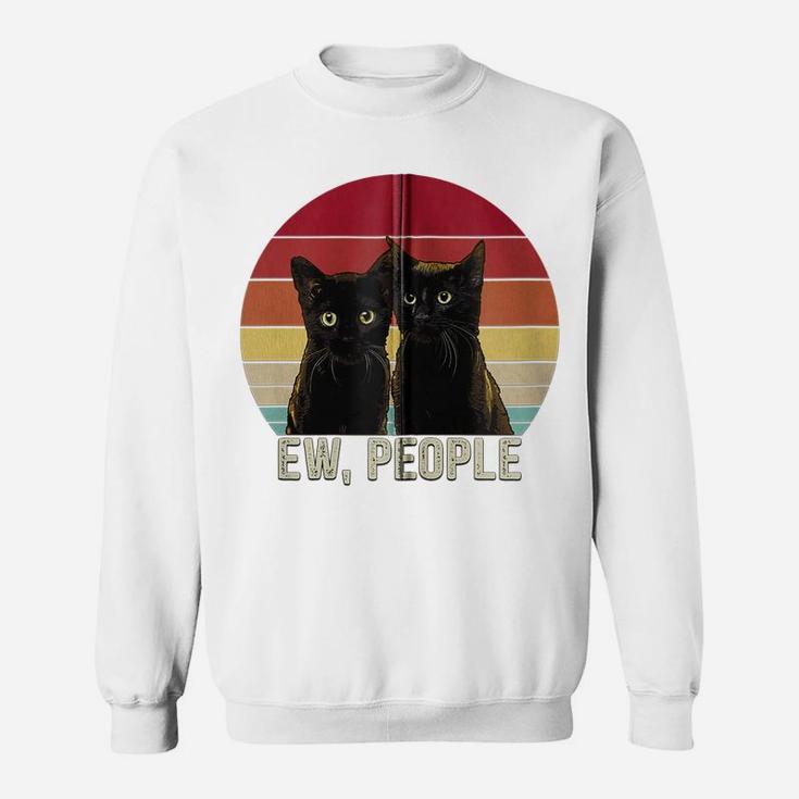Ew People Funny Black Cats Vintage Kitten Lover Retro Womens Zip Hoodie Sweatshirt