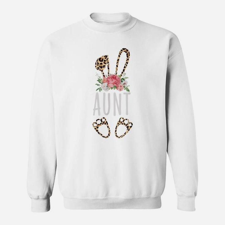 Floral Leopard Aunt Bunny Gift Happy Easter Mother's Day Sweatshirt