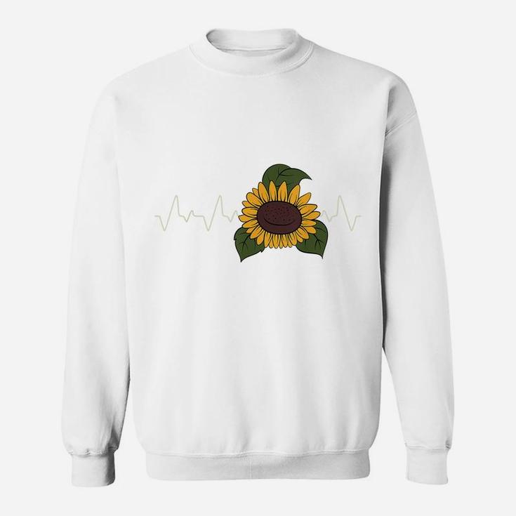 Floral Yellow Flower Blossom Florist Heartbeat Sunflower Sweatshirt