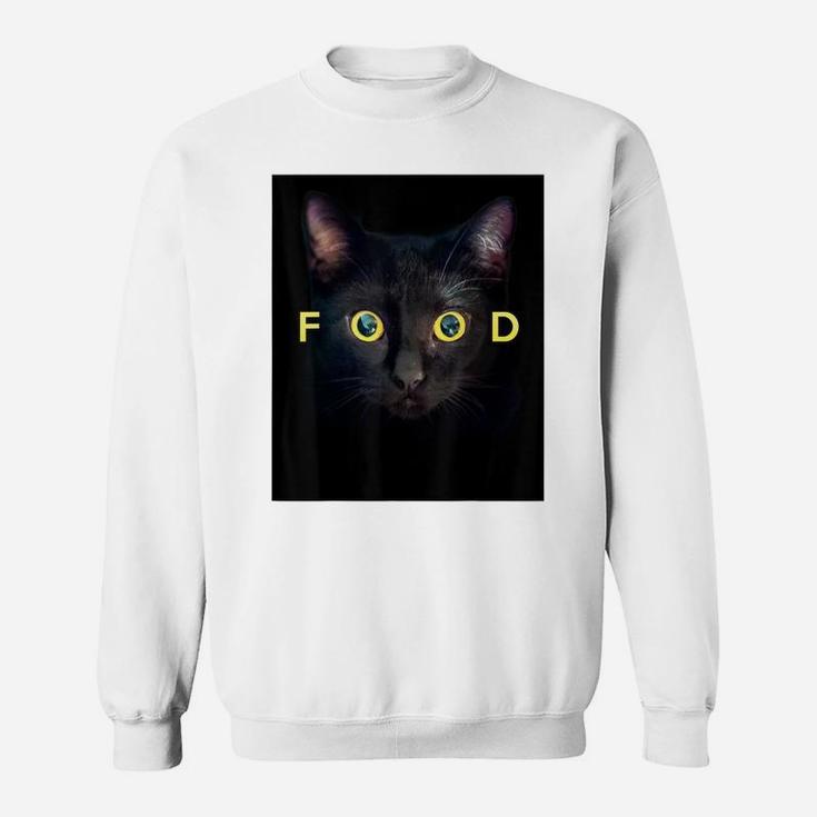 Food Black Cat Face Yellow Eyes Cats Lovers Gifts Men Women Sweatshirt