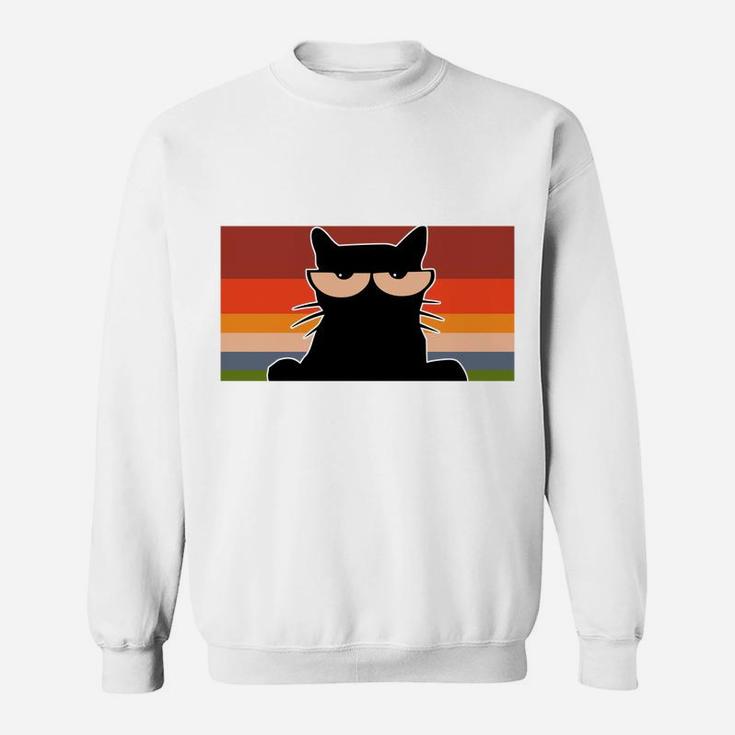 Funny Black CatShirt For Cat Lovers - Vintage Retro Cat Sweatshirt Sweatshirt