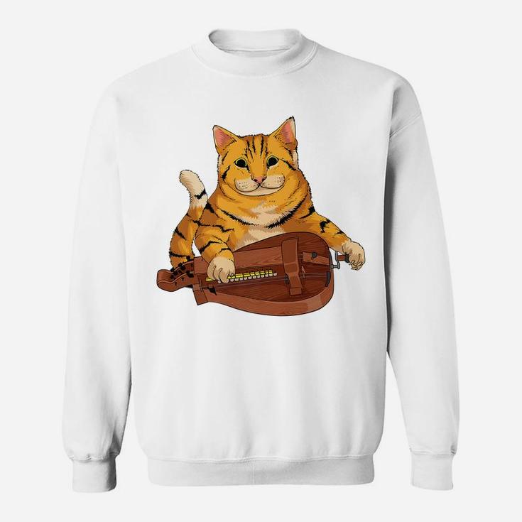 Funny Cat Playing Hurdy Gurdy Gift | Cool Kitten Musician Sweatshirt