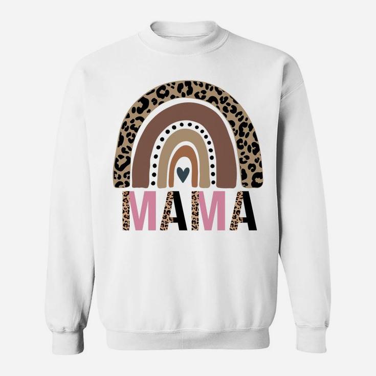 Funny Mama Mom Leopard Print Boho Rainbow Mother's Day Gift Sweatshirt