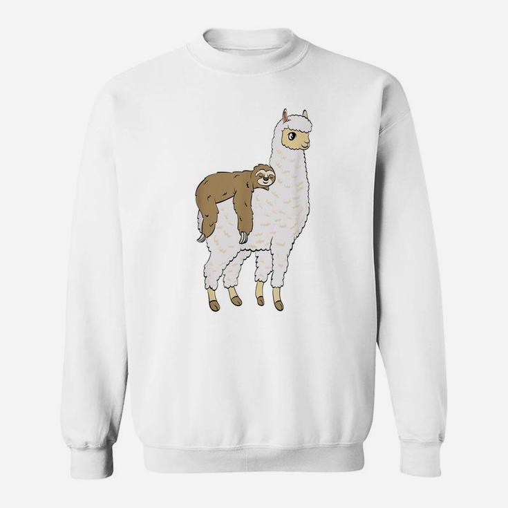 Funny Sloth On Alpaca Llama Taking A Nap  Gift Animal Sweatshirt
