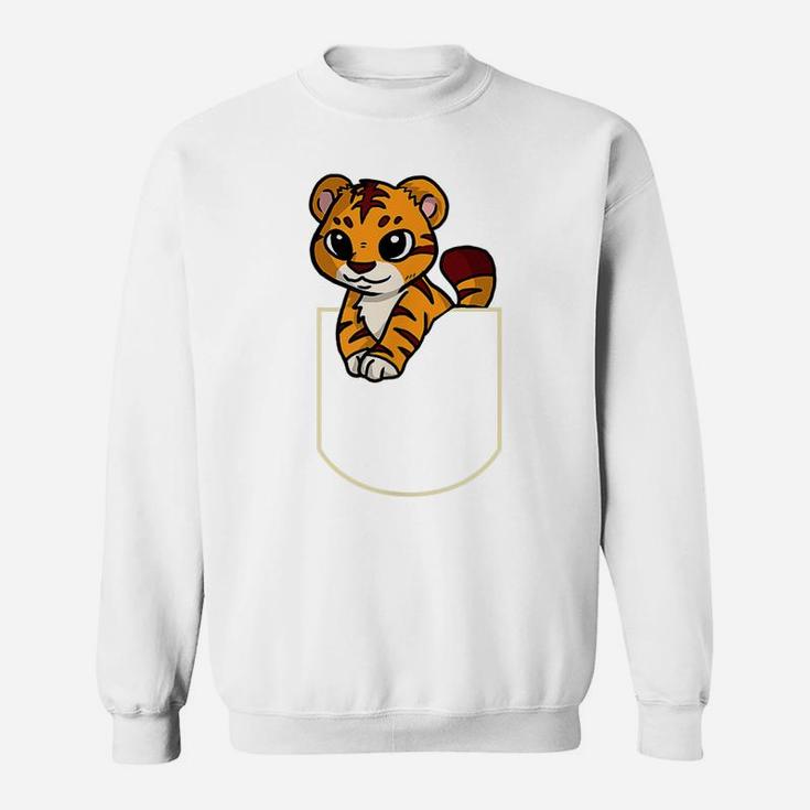 Funny Tiger In The Pocket Gift Cat Pocket Sweatshirt