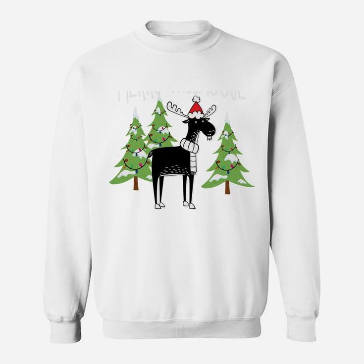 Funny Xmas Moose Pun Merry Kissmoose Tshirt Clothes Women Sweatshirt Sweatshirt