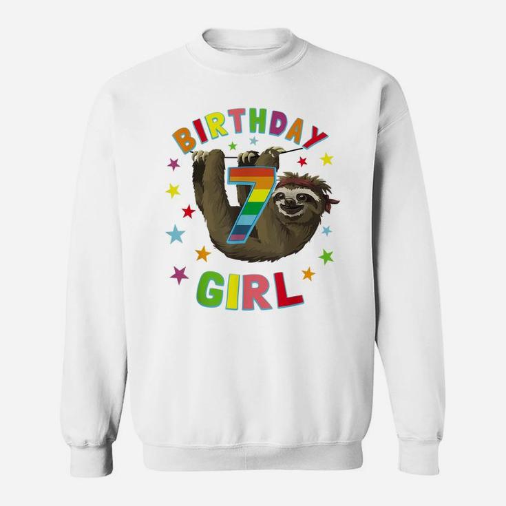 Girl Birthday Sloth 7 Year Old B-Day Party Kids Awesome Gift Sweatshirt