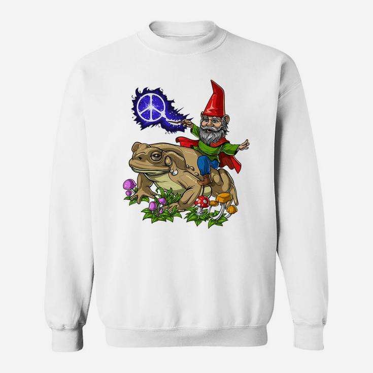 Gnome Riding Frog Hippie Peace Fantasy Psychedelic Forest Sweatshirt