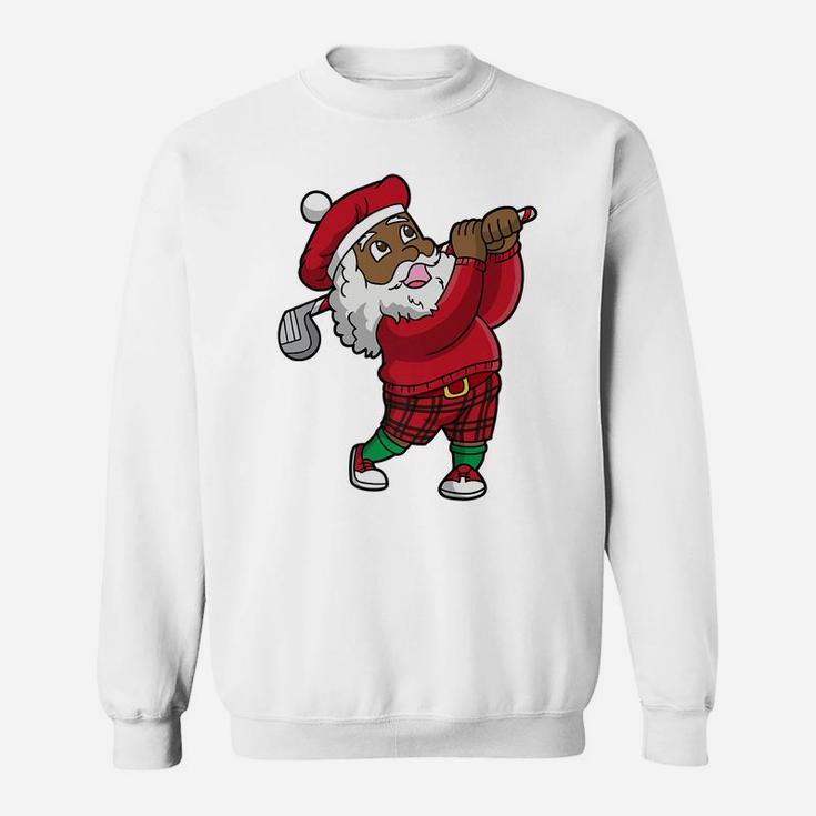 Golf African American Santa Claus Golfer Christmas Golfing Sweatshirt