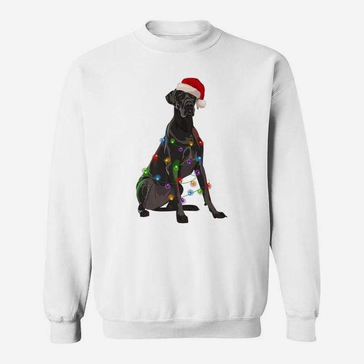 Great Dane Christmas Lights Xmas Dog Lover Santa Hat Sweatshirt
