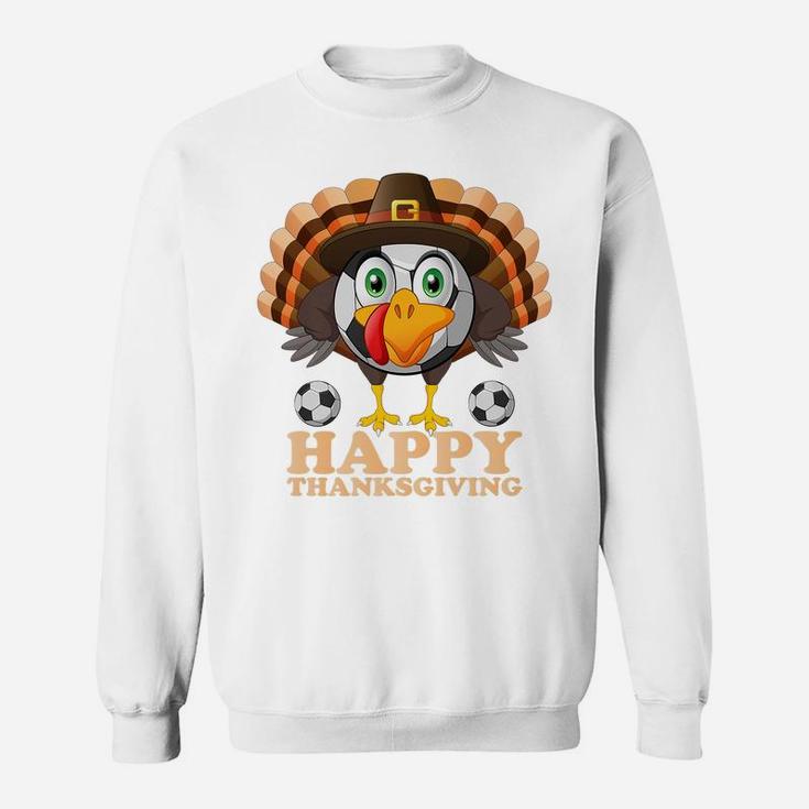 Happy Thanksgiving Boys Kids Turkey Football Soccer Ball Sweatshirt