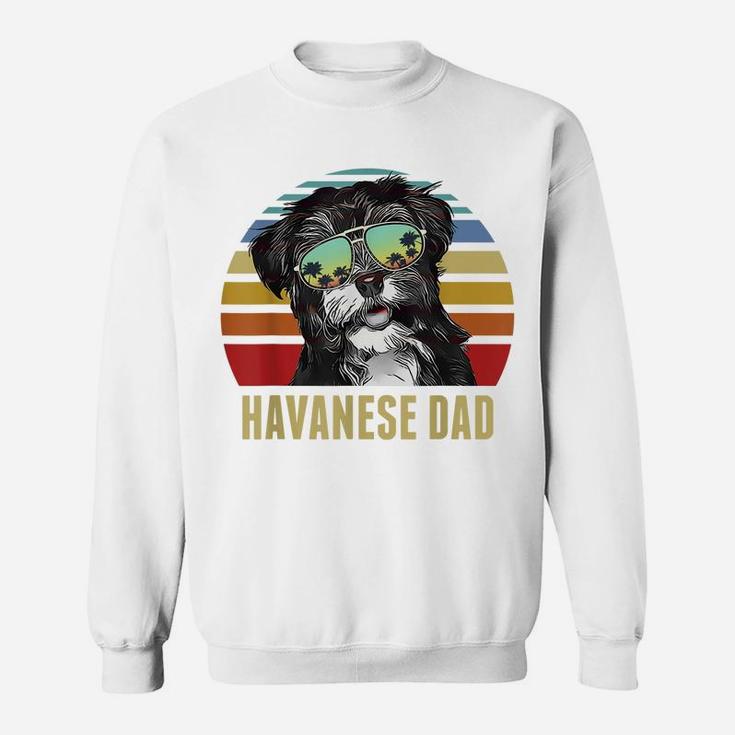 Havanese Best Dog Dad Ever Retro Sunset Beach Vibe Sweatshirt
