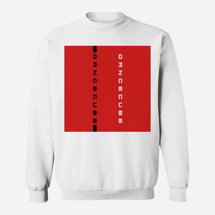 Herren Sweatshirt DanceCube Design in Rot und Weiß, Grafikdruck